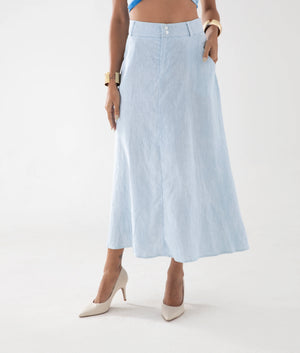 Long Skirt HIGH TIDE Pure Linen - Blue