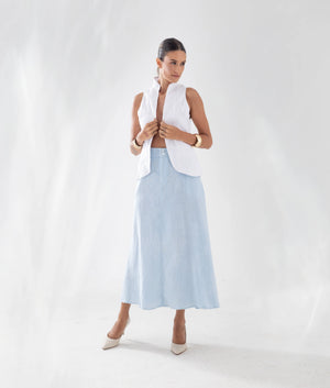 Long Skirt HIGH TIDE Pure Linen - Blue