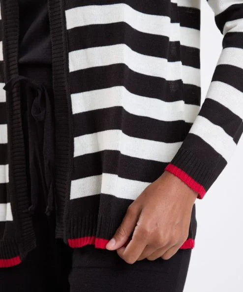 Black and Off White Stripe Cardigan - KOPLIN SHOP