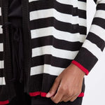 Black and Off White Stripe Cardigan - KOPLIN SHOP