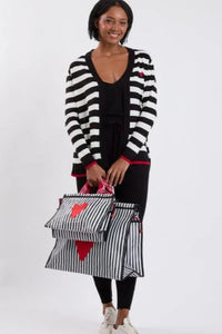 Black and Off White Stripe Cardigan - KOPLIN SHOP