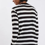 Black and Off White Stripe Cardigan - KOPLIN SHOP