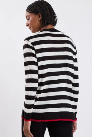 Black and Off White Stripe Cardigan - KOPLIN SHOP