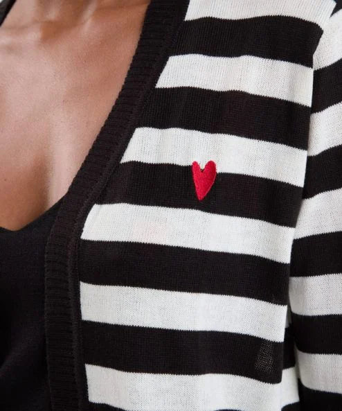 Black and Off White Stripe Cardigan - KOPLIN SHOP
