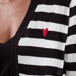 Black and Off White Stripe Cardigan - KOPLIN SHOP