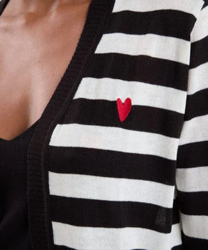 Black and Off White Stripe Cardigan - KOPLIN SHOP