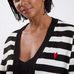 Black and Off White Stripe Cardigan - KOPLIN SHOP
