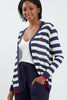 Navy and Off White Stripe Cardigan - KOPLIN SHOP