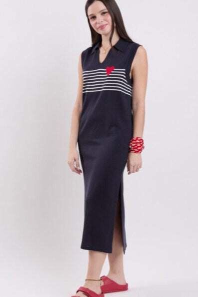 Navy Blue Polo Tricot Dress