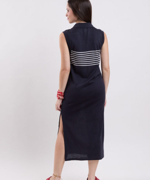 Navy Blue Polo Tricot Dress