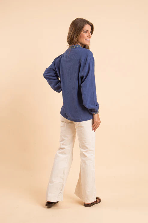 Blue Embroidered Shirt