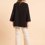 Black embroider manteau