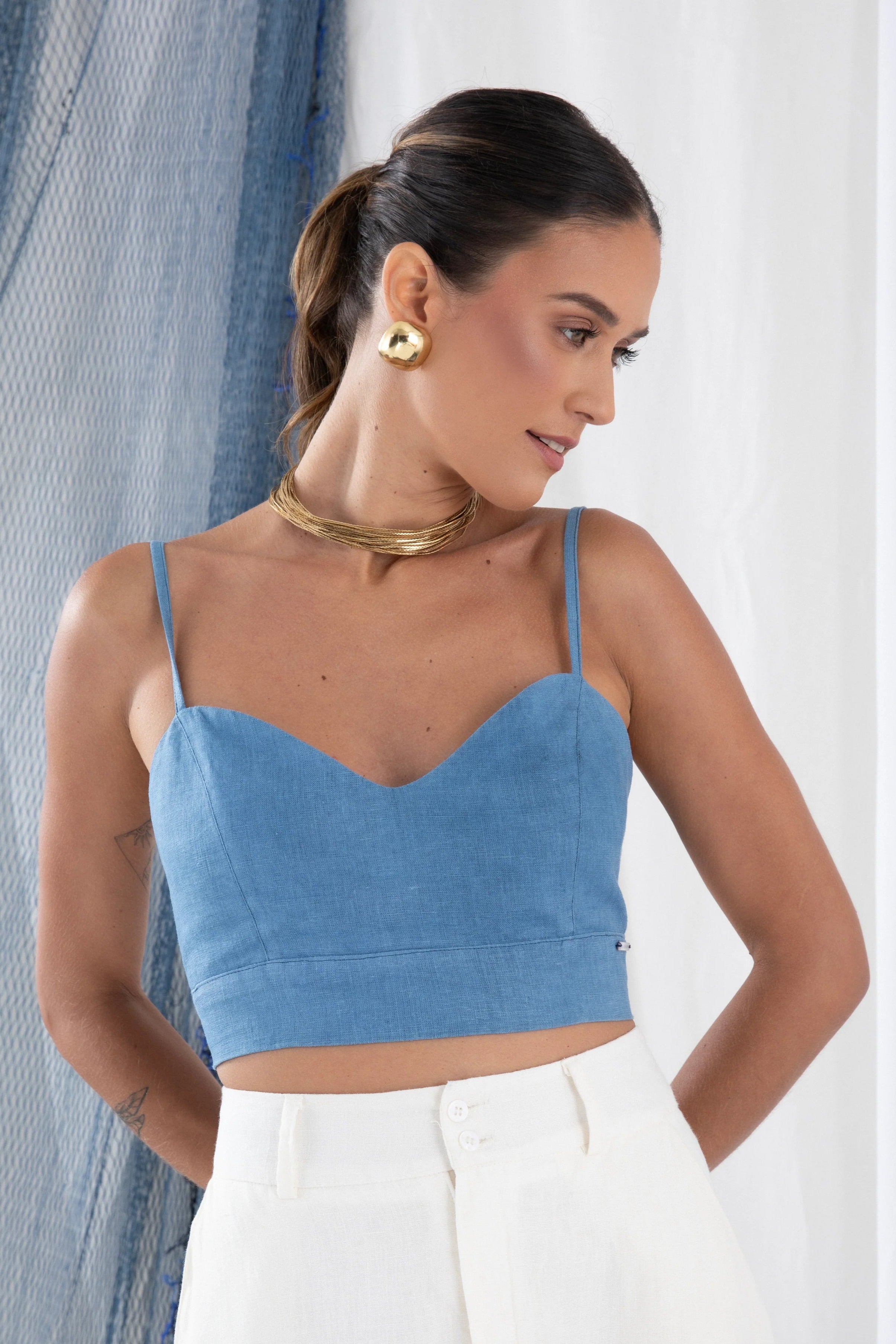 CAIS Top Pure Linen - Blue
