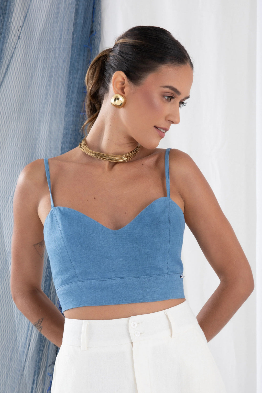 CAIS Top Pure Linen - Blue